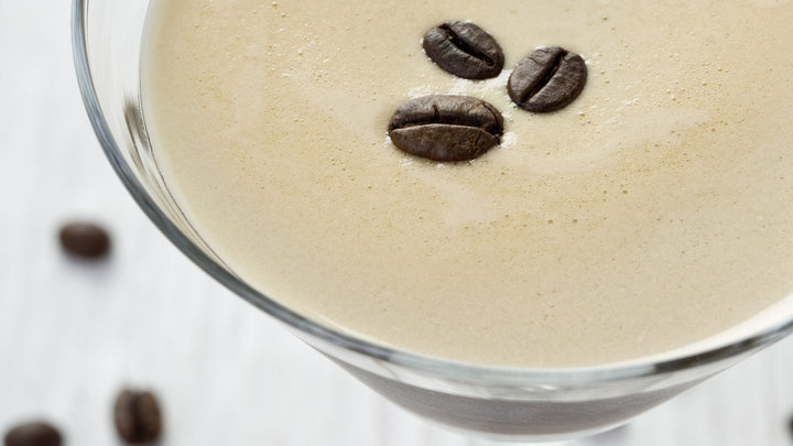 close up of espresso martini coffee cocktail